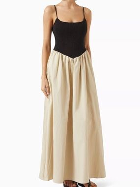 DISSH Milano Two-Tone Maxi dress in Black & Cream